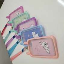 토끼 목걸이명찰 실리콘카드홀더 귀여운명찰 사원증목걸이 목걸, 색상:보라