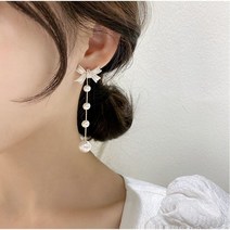 영블리 YJE552 [은침] 리본 진주 4단 드롭 투웨이 귀걸이