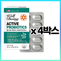미국산 프리미엄 100억 유산균 60캡슐 하드캡슐포장 프로바이오틱스 배변활동원활 유산균 증식 및 유해균 억제 장건강에 도움 락토바실러스 가세리 외 16종 혼합유산균 건강기능식품, 4박스