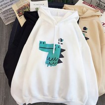 가바바 여성 후드티 깜찍 악어 캐릭터 데일리 긴팔 티셔츠 G39297