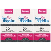 [2+1] Jarrow 자로우 포뮬러스 펨 도피러스 여성 유산균 50억 60캡슐 Fem Dophilus 프로바이오틱스 락토바실러스 자로땡 도필러땡 자로우도필러땡땡 오마비디유씨 3통