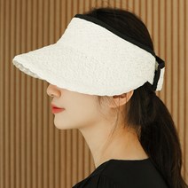이코마켓 물결 돌돌이썬캡 여성썬캡 여름 넓은챙 벨크로 라탄 밀짚썬캡