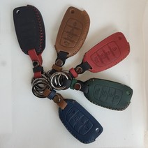 아반떼AD 리모컨 폴딩키 스마트키 천연 소가죽 가죽 케이스, 인디고블루