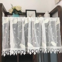 32평 33평 40평 24평 거실 커튼 나비주름 쉬폰커튼 주방 도어 카페에 대 한 1 pcs 화이트 버드 쉬어 커튼 짧은 우아함 로맨틱 레이스 창 밸런스 슬라이딩 도어 장식