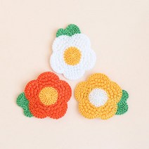 코튼아이 7.5cm 귀여운 뜨개 꽃 똑딱핀 아기머리핀