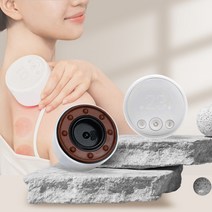 테크러브 3in1 흡착식 천연폄석 괄사마사지기 전동 흡입 온열 피부 목 승모근 괄사 마사지, LV013 (밑면-레드)