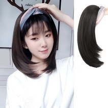 여성 헤어밴드형 단발헤어가발 머리띠 부분가발 트렌드 패션가발, D타입
