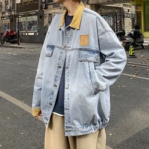봄 코데즈 넥 데님 코트 트렌드 박시 톱 코트 남성 체크 데이트룩 그레이 야상 크롭청자켓