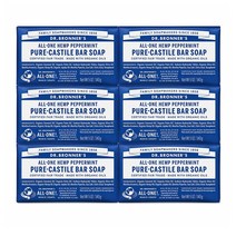 Dr. Bronners [Dr. Bronners] Pure-Castile Bar Soap 유기농 비누 페퍼민트 140g x 6개, 140ml
