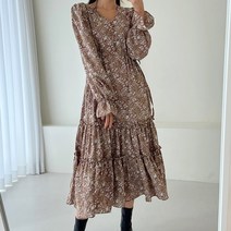 가을신상 잔꽃 플라워 원피스 빅사이즈 키큰여자 77사이즈 롱 원피스