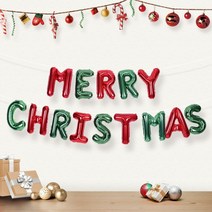 은박풍선세트 MERRY CHRISTMAS 레드앤 그린, 레드&그린 1세트
