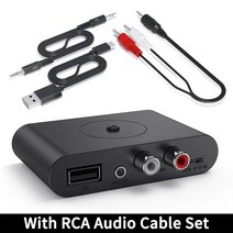 av 리시버 블루투스 오디오 2인 1 블루투스 5.3 송신기 수신기 3.5mm AUX RCA USB U 디스크 스테레오 음악, RCA 케이블 포함