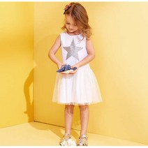 [리틀스텔라] (FSPMCOJ916M WHA) 글리터 스타 나염 원피스