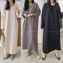 8827 (국내산) 롱 스판 원피스 라운드넥 박시 여성 봄 여름 오버핏 홈웨어 루즈핏