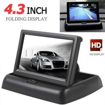 차량용 TV 후석 모니터 4.3 인치 tft lcd 스크린 자동차 접이식 야간 투시경 후면보기 역방향 주차 카메라 자동차 tv 디스플레이 2 채널, 검은색