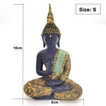 부처 부처님 10/16cm 미니 동상 태국 조각 녹색 수지 수제 불교 힌두교 풍수 입상 명상 홈 장식127034