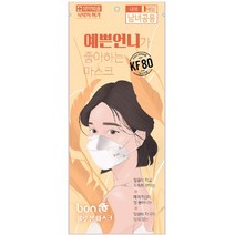 예쁜언니가좋아하는마스크 KF80 대형 화장안묻는 귀안아픈 블루인더스 블루본마스크 1매