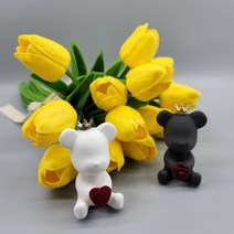 IDEIN 베어브릭 차량용 석고방향제 천연아로마 인테리어용 곰돌이 송풍구 디퓨저, 흰돌이+검돌이셋트, 자몽