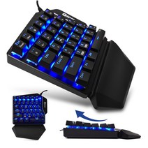 키감좋은 한손키보드 기계식 저소음 FPS 롤 베그 15x21x4cm 청축 적축 갈축, 블루LED