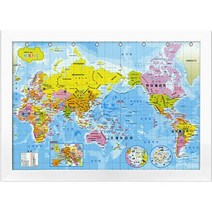 퍼즐라이프 세계지도 한글판 교육지도 1000피스 직소퍼즐액자 PL1134, 퍼즐+우드화이트액자