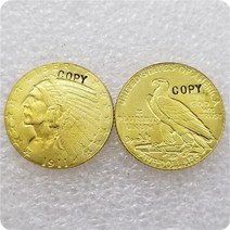 미국 1911-p D S $5 인도 헤드 쿼터 이글 금화 복사 동전, 02 1911-D