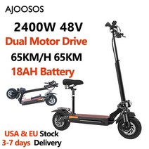 전동 킥보드 성인용 전동 스쿠터 65 km/h 2400W 듀얼 모터 전기 유럽 48V 18AH 배터리 80KM 범위 10 인, 02 48V 2400W 18Ah, 48V 2400W 18Ah