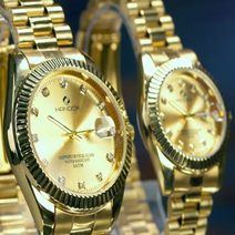 TV홈쇼핑 한독 천연다이아몬드 24K도금 금장시계 남성용 2세트이상 구매시 진주목걸이 추가증정