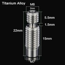 3D 프린터 부품 3DSWAY 티타늄 합금 Heatbreak 목구멍 M6 M7 스레드 열 E3D V6 Hotend 히터 블록 노즐 1.75MM, 1pc, TA Thread