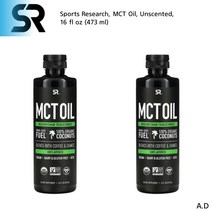 스포츠리서치 MCT오일 c8 엠씨티오일 카프릴산 라우르산 카프르산 키토제닉 비건 473ml 2팩
