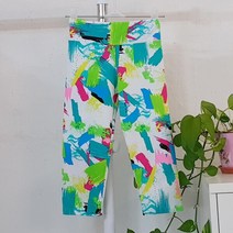 한디자인 리듬체조 연습복 컬러프린트 밴드 7부바지 그린