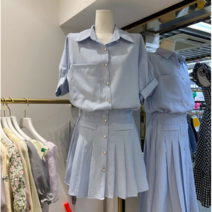 여성 빅사이즈 셔츠 원피스 L-5XL 2023 여름 스트라이프 시원한 플리츠 드레스