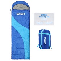 OneTwoFit 머미형 침낭 캠핑 침낭, 블루