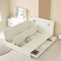 파로마 샐리 LED 수납 침대 원룸 수납침대 퀸 프레임 Q 907, 오크
