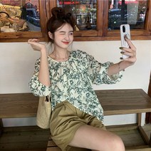 여성 에스닉 블라우스 반 바지 투피스 여름 코디 세트