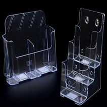 SOCEAN 전단지 아크릴케이스 A6 팜플렛 꽂이 카달로그 테이블 스탠드 카탈로그 전시박스 브로셔 수납통 리플릿 홍보물 전단지 거치대 행사안내판 게시판 안내판 서류박스 탁상 쇼케이스, 1단-2칸