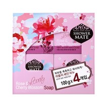 샤워메이트 러블리 로즈 체리 블로섬 세안비누 꽃향, 100g, 4개