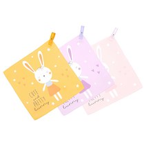 귀염주의 극세사 고리수건 5p 파우치 세트 꿈꾸는 토끼, 오렌지 x 3 바이올렛 x 1 핑크 x 1