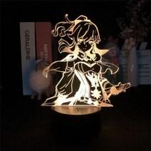 3D 홀로그램 팬 프로젝터 디스플레이 Jean Gunnhildr Genshin 게임, 솔리드 블랙 베이스, 리모컨이 있는 16가지 색상