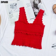 DFMEI 쇼트 니트 나시 민소매 펀칭 나시 여성복