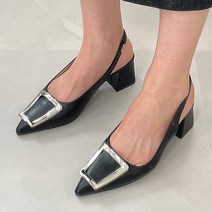 W-11395 여자 뾰족 구두 봄 슬링백 슈즈 정장 미들힐