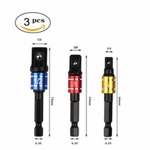 3/8Pcs 1/4 3/8 1/2 컬러 육각 정사각형 헤드 소켓 확장 바 전기 렌치 슬리브 연결 변환로드, 03 type3(3Pcs)