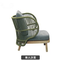 라탄의자 Nordic Rattan Creative Beach Chairs Courtyard Leisure Garden Outdoor Chair Lazy Sofa Meble Ogro, 2.Single sofa