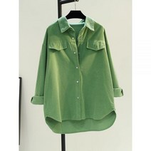 봄 여름 캐주얼 편한 반팔 차이나 코튼 린넨 셔츠 ZOKI 빈티지 코듀로이 루즈한 가을 싱글 단추 긴 소매 단색 오버사이즈 포켓 탑스