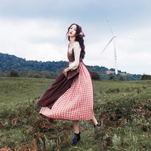 개화기 경성 스타일 사진 광고촬영 원피스 윈난 칭하이후 투어 춘추 전원풍 레트로 문예 하이웨이스트 면마 유럽형