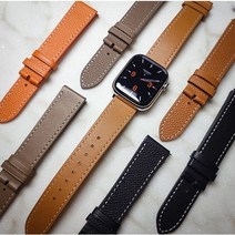 애플워치 가죽 스트랩 나파 앱송 레더 8 7 6 5 4 SE2 울트라 호환용 레더 시계줄 38 40 41 42 44 45 49mm, 앱송-블랙