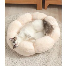 강아지 고양이 구름방석 꽃모양 원형 마약 도넛 쿠션, 그린+핑크