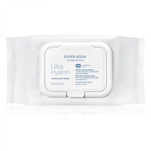 Missha 미샤 수퍼 아쿠아 10 하이알루론산 클린징 and 메이크업 리무빙 Wipes, 30 pc