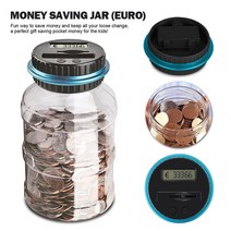 소품샵 특이한 저금통1.8L 돼지 저금통 카운터 동전 전자 디지털 LCD 계산 동전 돈 절약 상자 항아리 동전 보관 상자 1.5L USD EURO GBP 돈 인테리어, 1.8L EUR, 한개옵션1