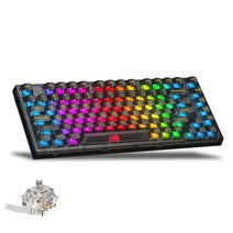 KEYXGSUL 75% 키보드 X75 핫스왑 가능 기계 키보드 82 키 컴팩트 게이밍 RGB 가스켓 기계식 키보드, 블랙, 해파리 축