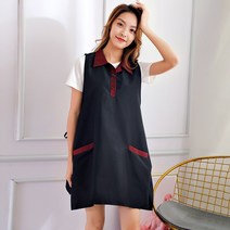 헤어 네일 보조 에이프런 샵 작업용 샵 오버핏 앞치마 슬릿 미용실 조끼 카라형, 레드 칼라 카멜레온 앞치마